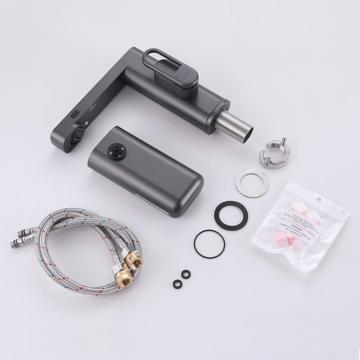 Touchless Smart Soap & Water Sensor Basin Faucet with Integrated Digital Temperature Screen