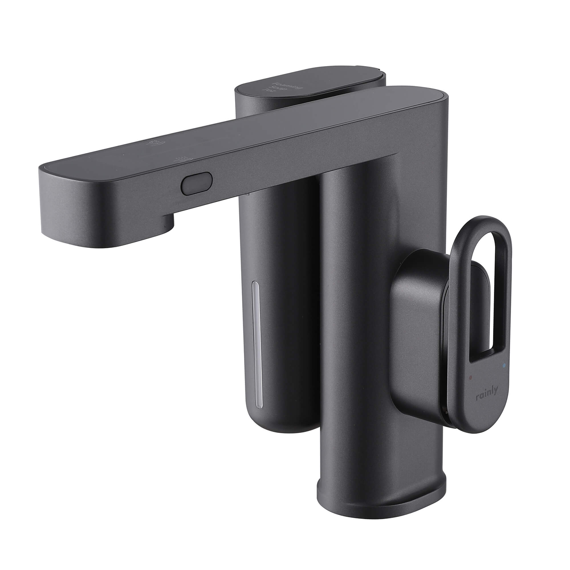 Touchless Smart Soap & Water Sensor Basin Faucet with Integrated Digital Temperature Screen