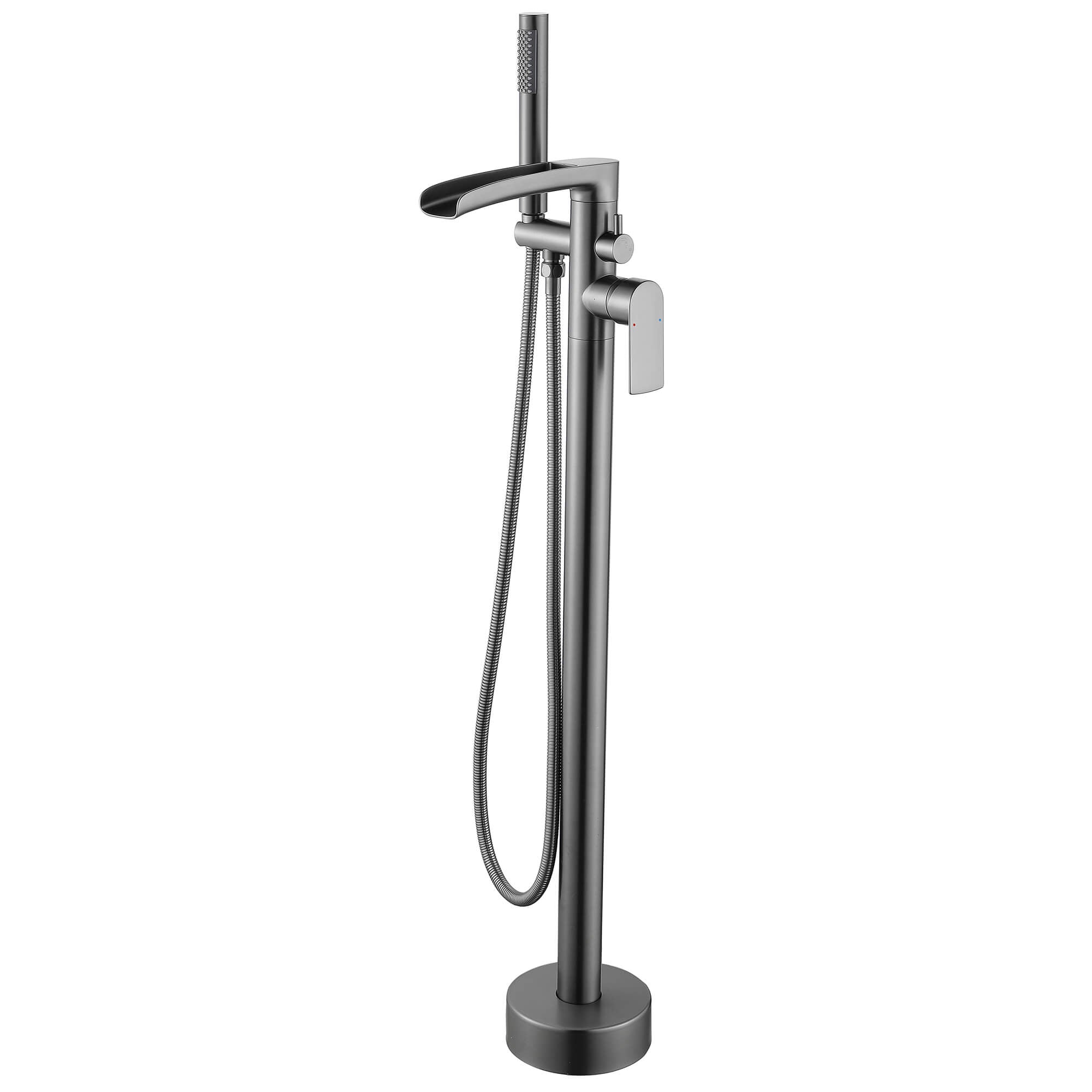Waterfall Freestanding Bathtub Faucet with Open-Channel Spout and Hand Shower
