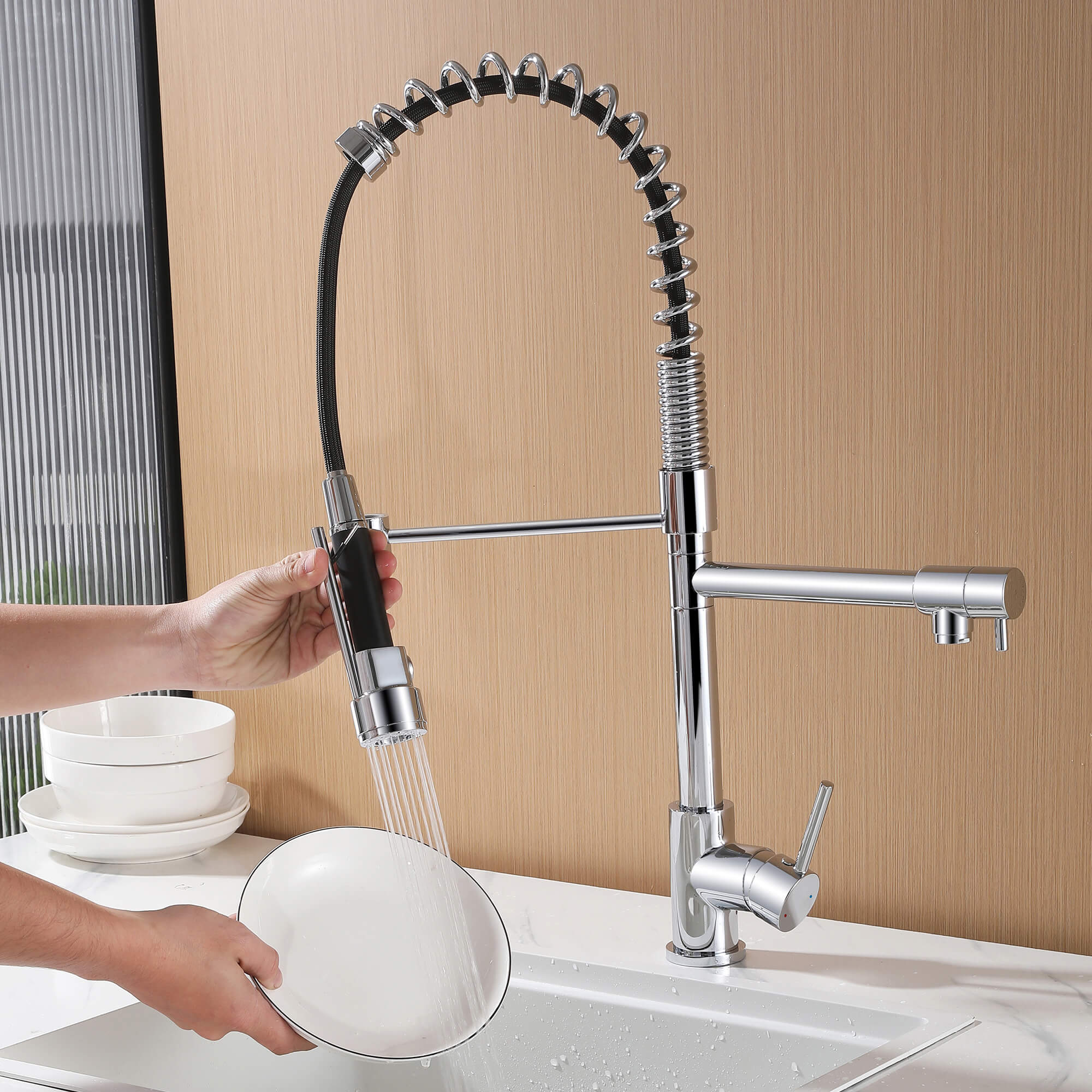 Luxury 3-Functions Pull-Down Kitchen Faucet with Magnetic Docking Spray Head