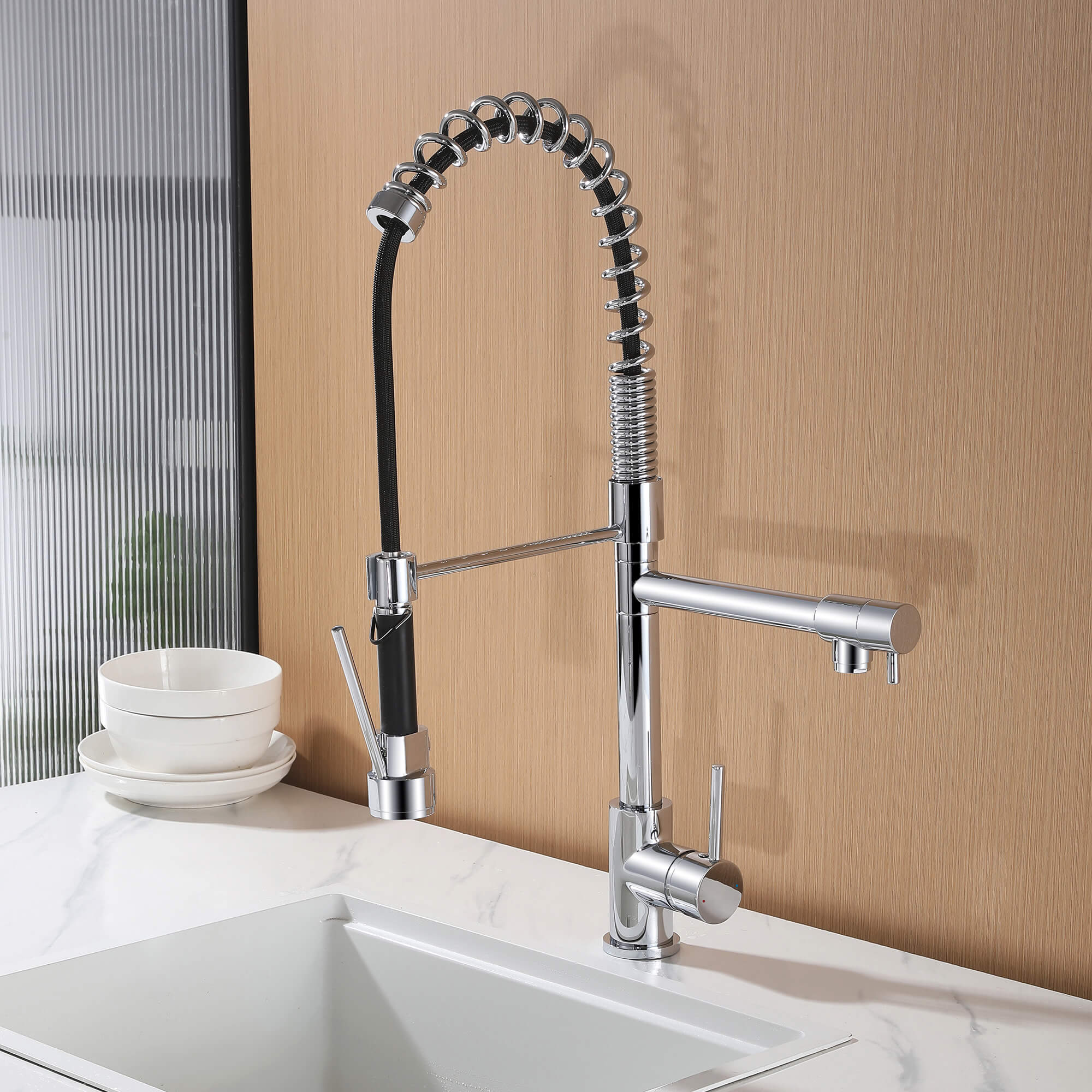 Luxury 3-Functions Pull-Down Kitchen Faucet with Magnetic Docking Spray Head