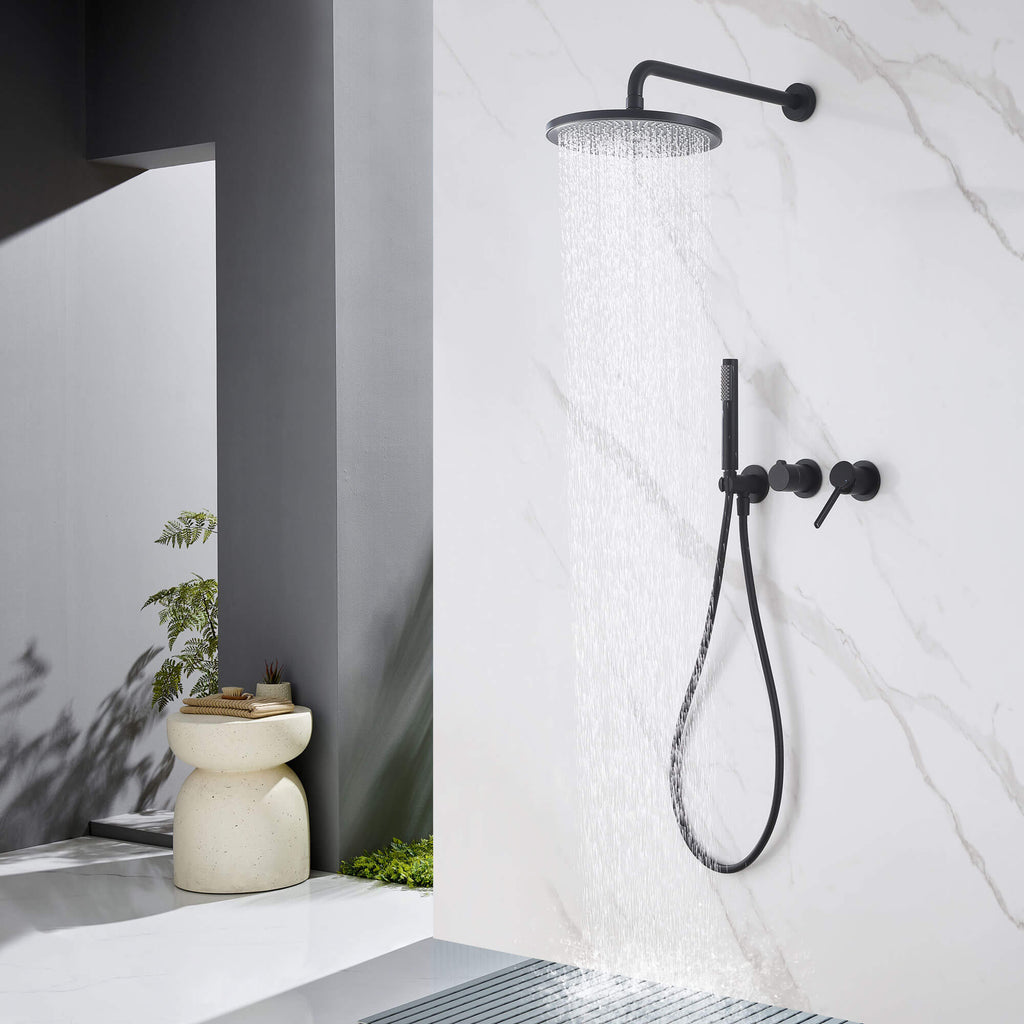 2-Functions Dual-Head Shower System with Thin Circular Rainfall Head