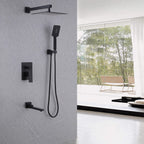 Concealed Tub Shower System with Fold-Away Tub Spout & 3-Function Hand Shower