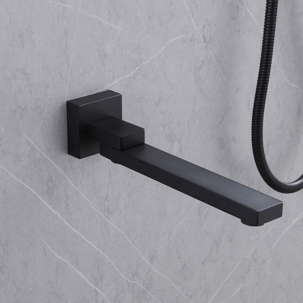 Concealed Tub Shower System with Fold-Away Tub Spout & 3-Function Hand Shower