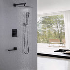 Concealed Tub Shower System with Fold-Away Tub Spout & 3-Function Hand Shower