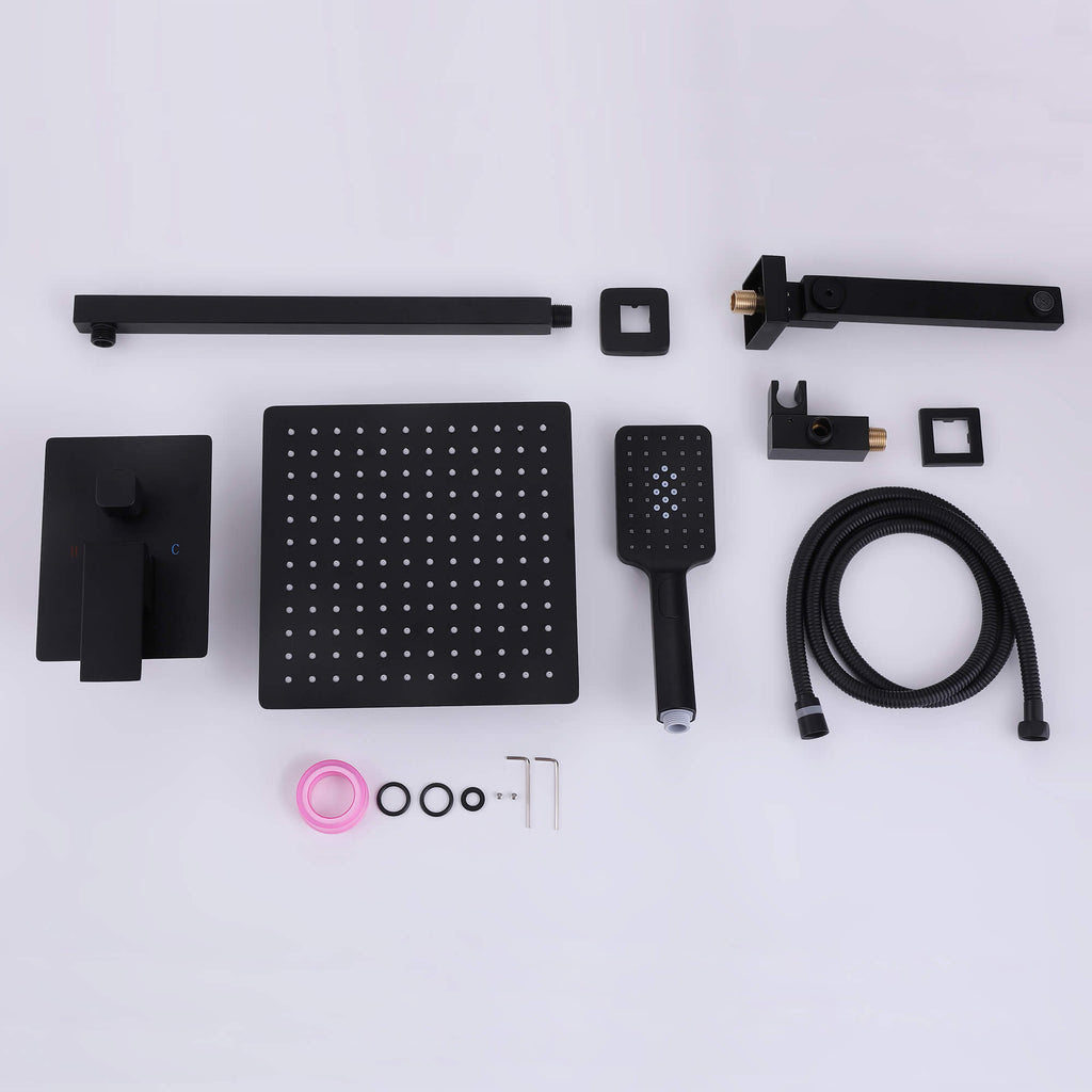 Concealed Tub Shower System with Fold-Away Tub Spout & 3-Function Hand Shower