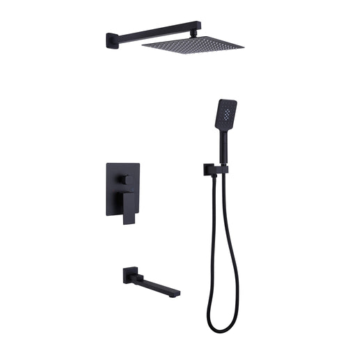 Concealed Tub Shower System with Fold-Away Tub Spout & 3-Function Hand Shower