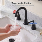 360° Swivel Gooseneck Widespread Bathroom Sink Faucet with Drain