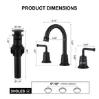 360° Swivel Gooseneck Widespread Bathroom Sink Faucet with Drain