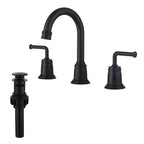 360° Swivel Gooseneck Widespread Bathroom Sink Faucet with Drain