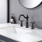 8" Spread 3-Hole Bathroom Faucet with 360° Spout Dual Cross Handles