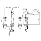 8" Spread 3-Hole Bathroom Faucet with 360° Spout Dual Cross Handles