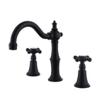 8" Spread 3-Hole Bathroom Faucet with 360° Spout Dual Cross Handles