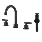 360° Swivel Gooseneck 3-Hole Widespread Bathroom Sink Faucet with Drain