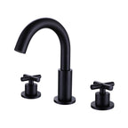8" Spread 3-Hole Brass Bathroom Faucet - 360° Gooseneck Spout Dual Cross Handles