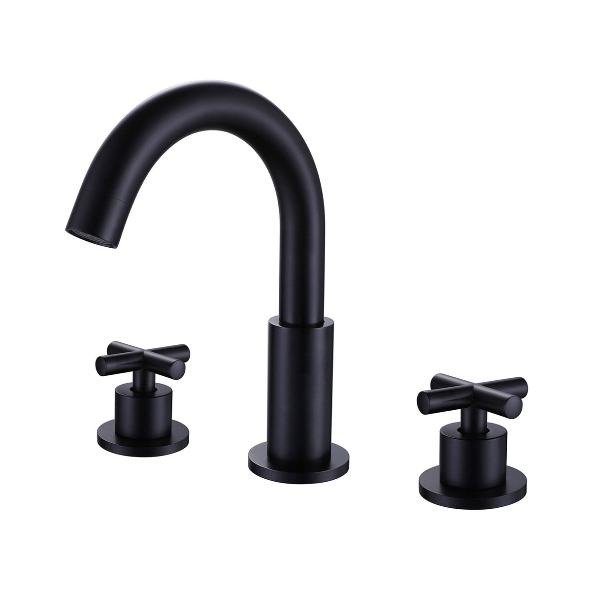8" Spread 3-Hole Brass Bathroom Faucet - 360° Gooseneck Spout Dual Cross Handles