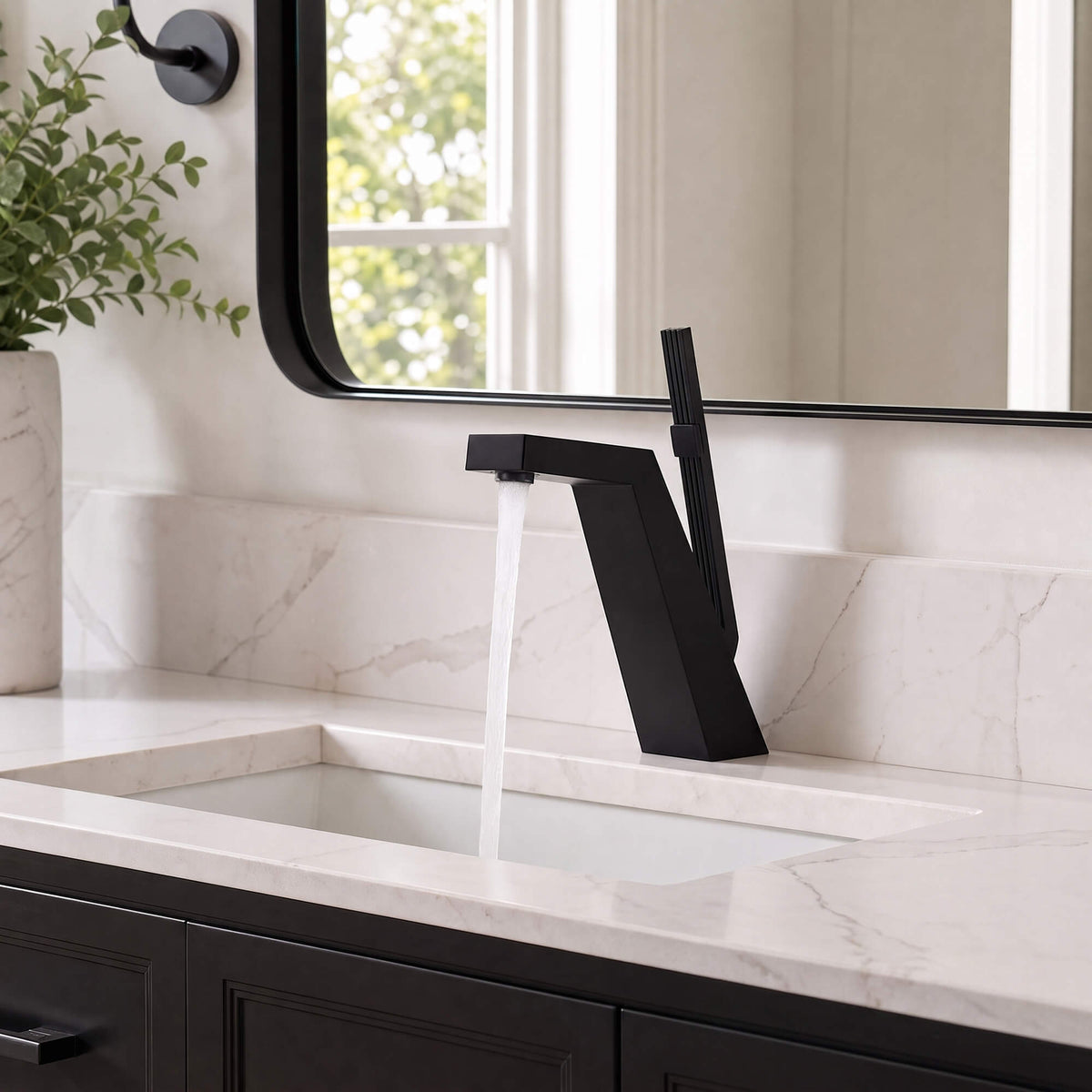 Brass Modern Single-Hole Bathroom Sink Faucet with 5° Angled Spout