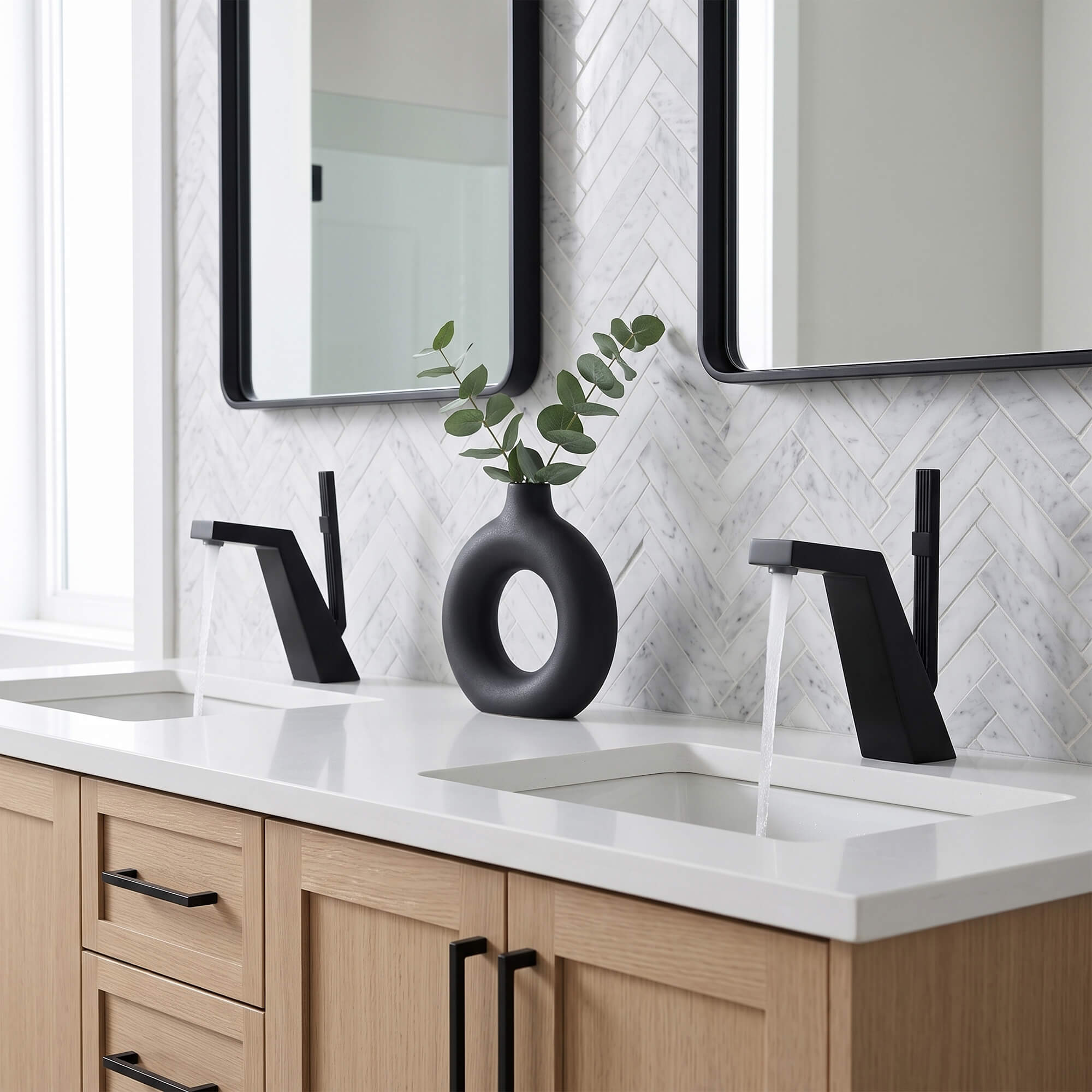 Brass Modern Single-Hole Bathroom Sink Faucet with 5° Angled Spout