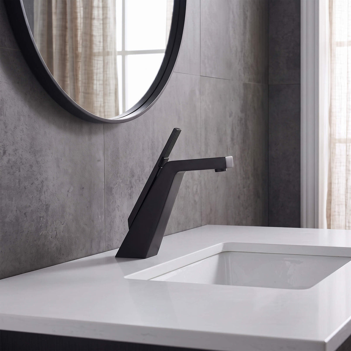 Brass Modern Single-Hole Bathroom Sink Faucet with 5° Angled Spout