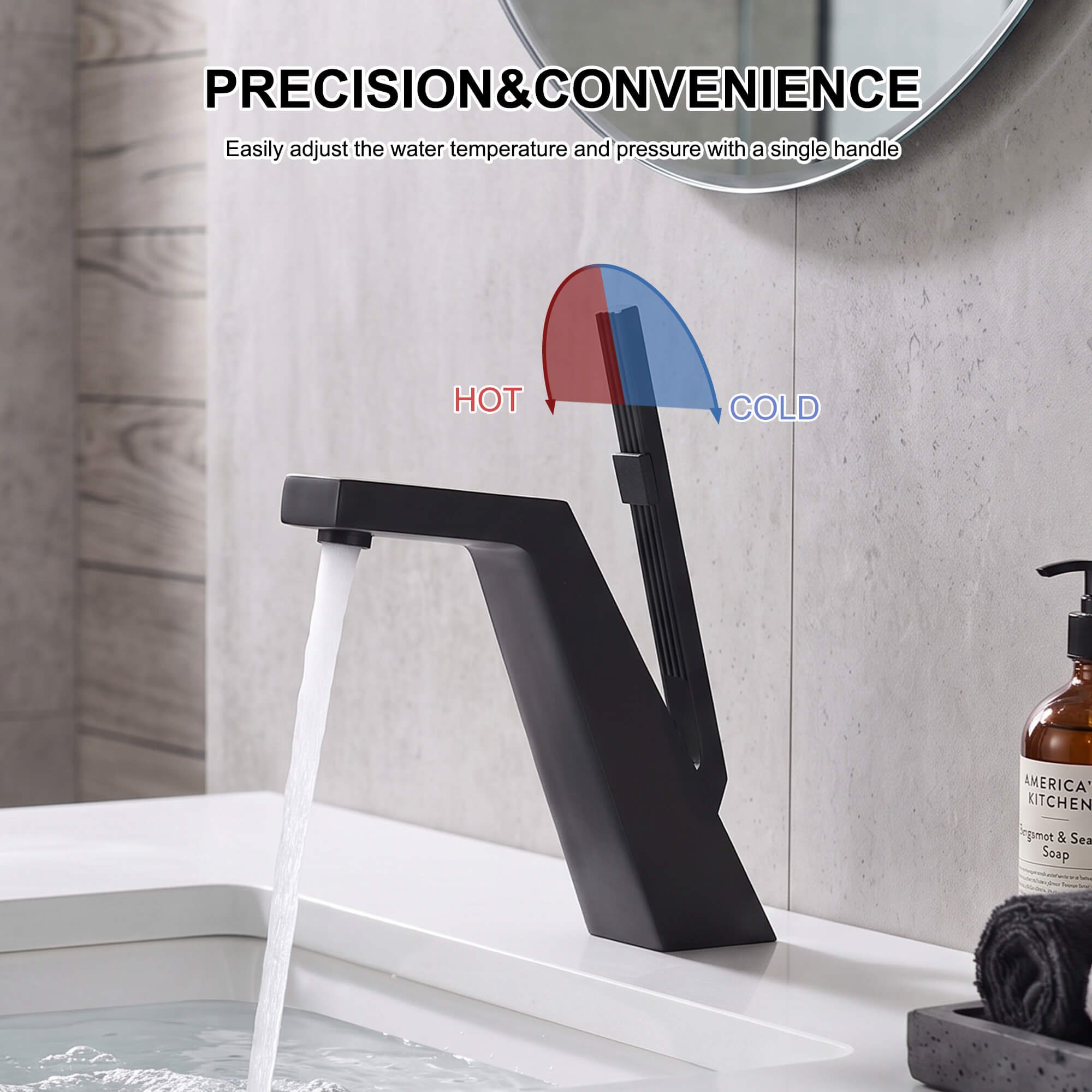 Brass Modern Single-Hole Bathroom Sink Faucet with 5° Angled Spout