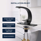 7.68" Brass Single Hole Single Lever Handle Bathroom Sink Faucet with Curved Spout