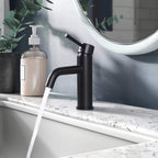 7.28" Single Hole Bathroom Sink Faucet with Extended Curved Spout Brass Single Handle Tap