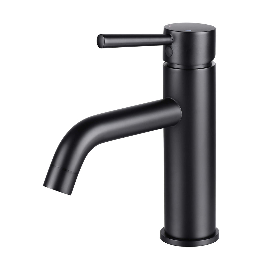 7.28" Single Hole Bathroom Sink Faucet with Extended Curved Spout Brass Single Handle Tap