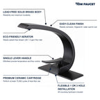 7.68" Brass Single Hole Single Lever Handle Bathroom Sink Faucet with Curved Spout