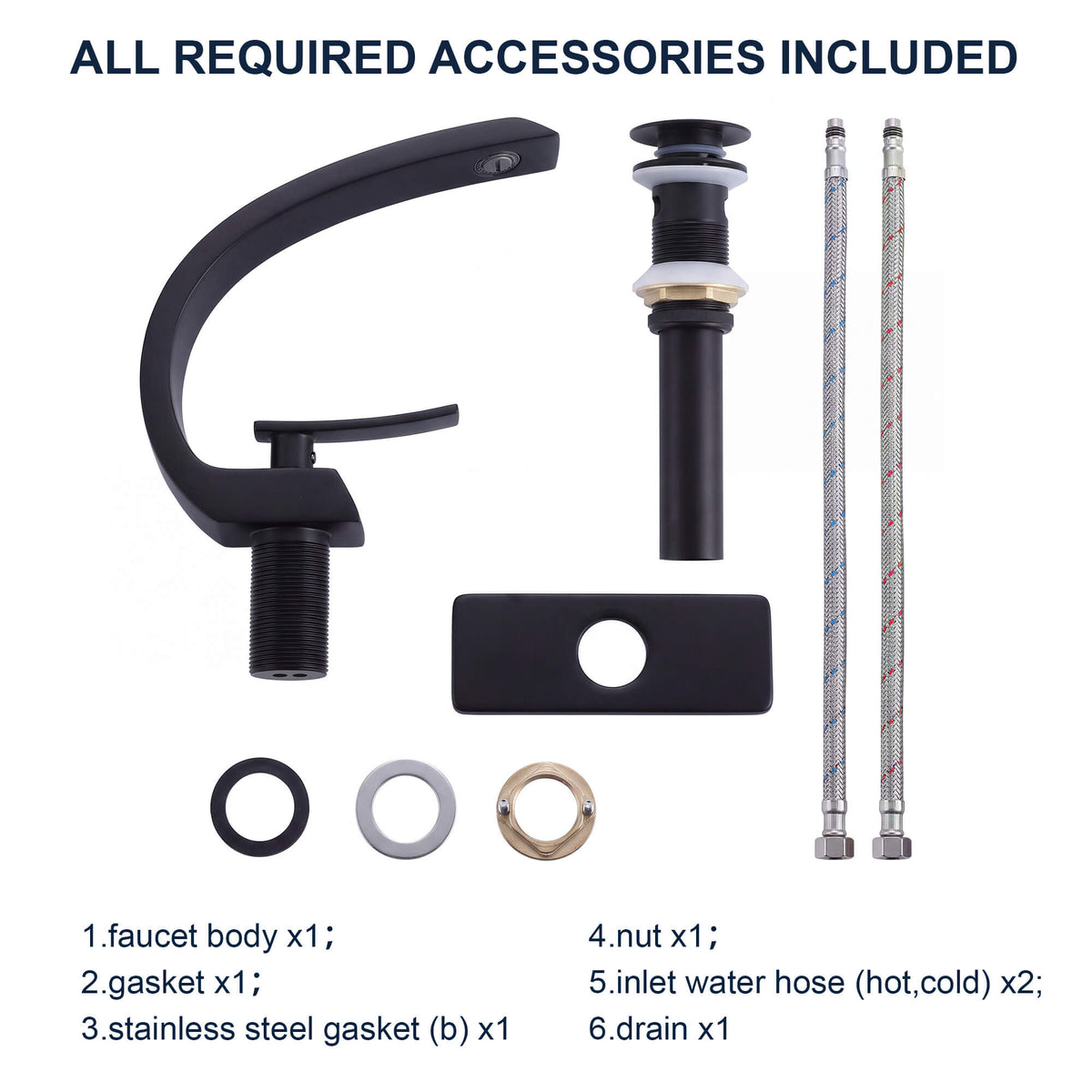 7.68" Brass Single Hole Single Lever Handle Bathroom Sink Faucet with Curved Spout