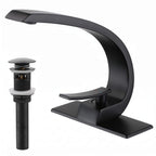 7.68" Brass Single Hole Single Lever Handle Bathroom Sink Faucet with Curved Spout