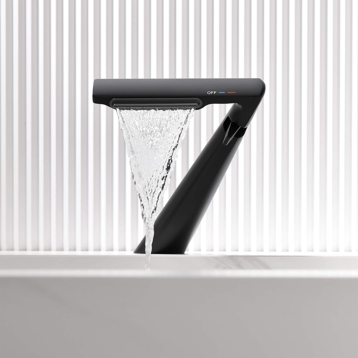 6.2" H Brass Single Hole Waterfall Bathroom Sink Faucet