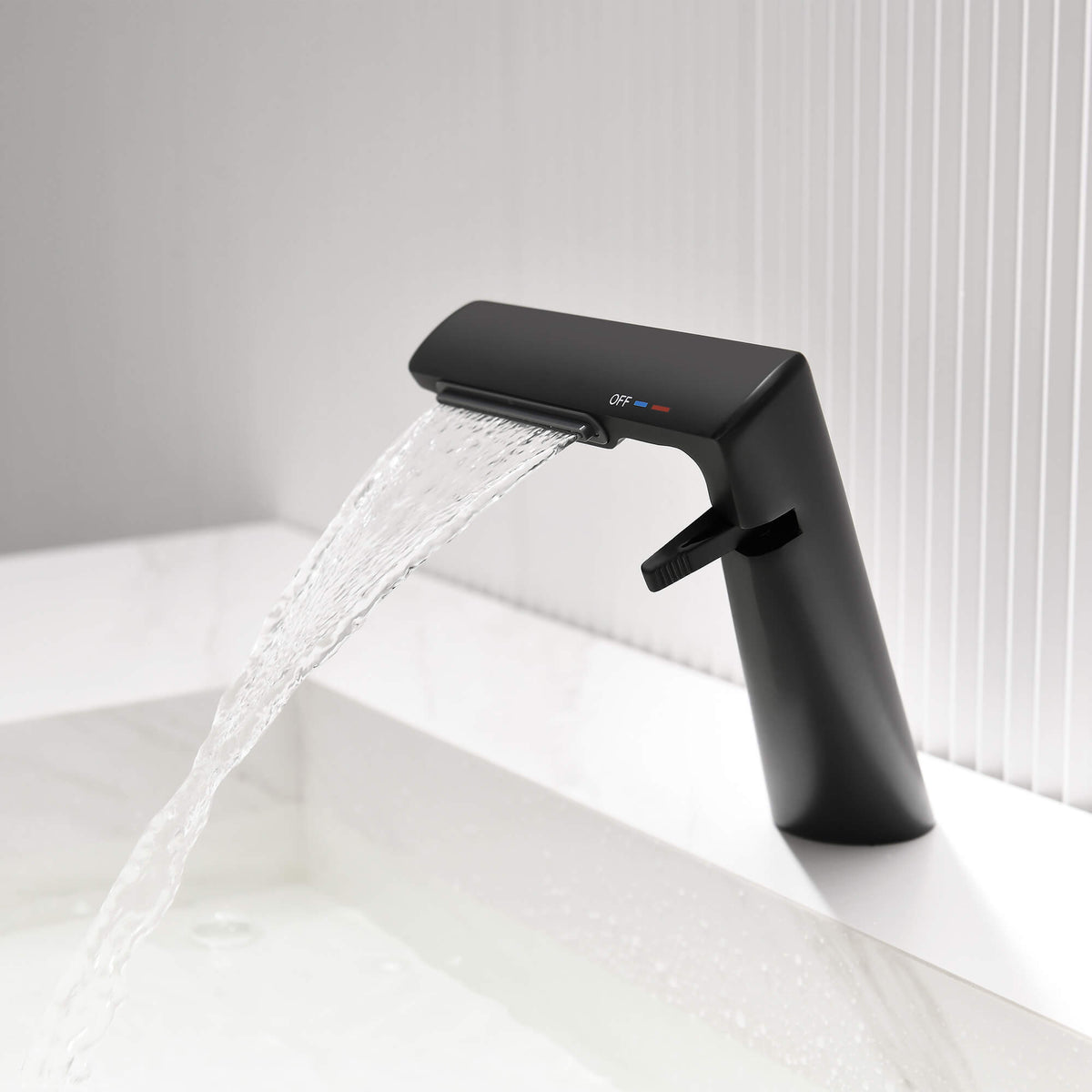 6.2" H Brass Single Hole Waterfall Bathroom Sink Faucet
