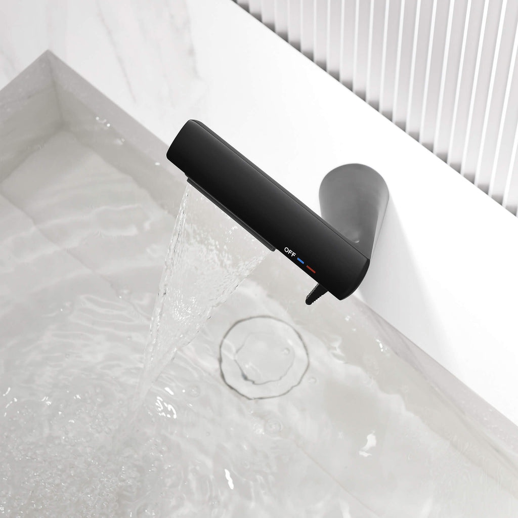 6.2" H Brass Single Hole Waterfall Bathroom Sink Faucet