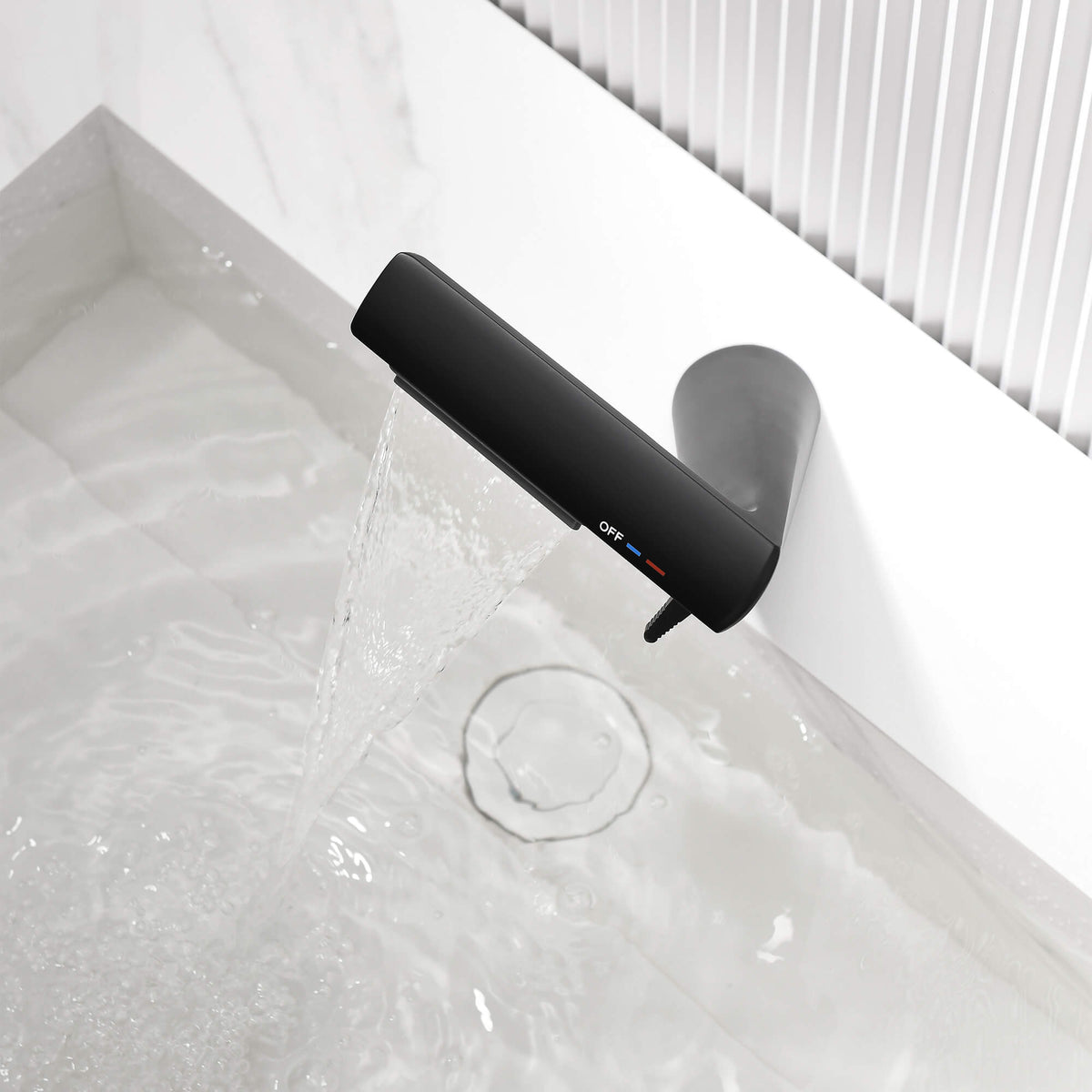 6.2" H Brass Single Hole Waterfall Bathroom Sink Faucet