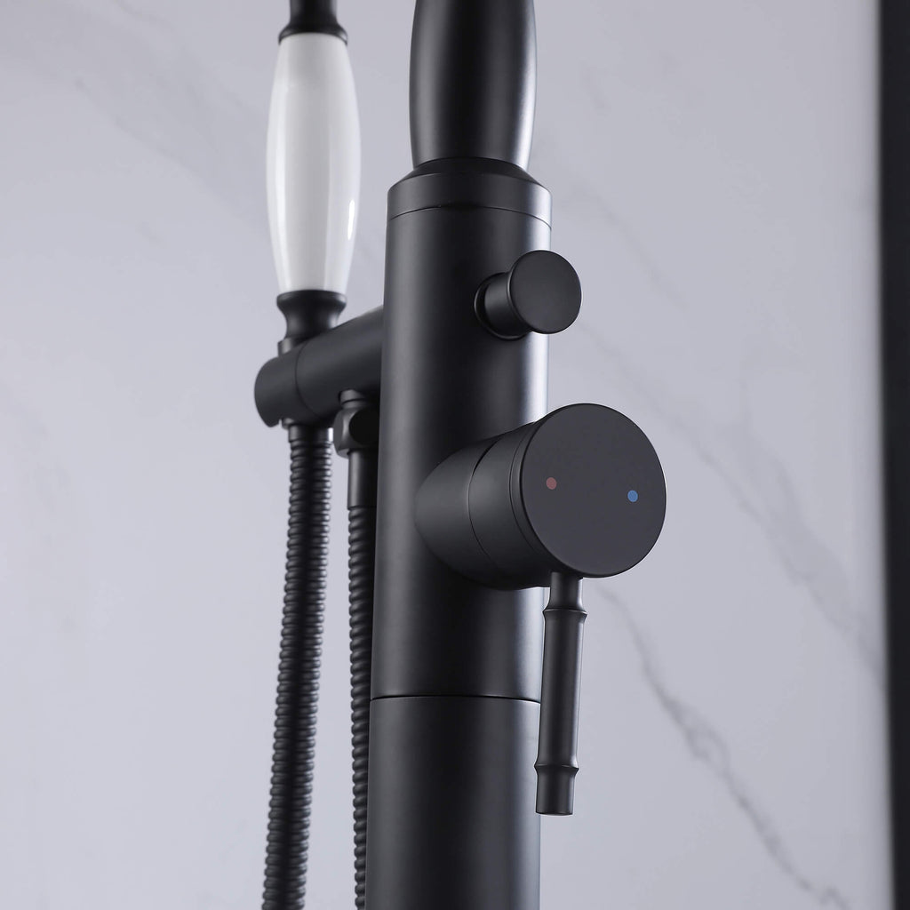 Classic Freestanding Tub Faucet with Hand Shower | 360° Swivel High-Flow Spout