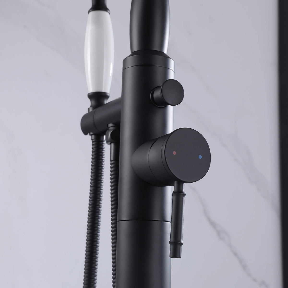 Classic Freestanding Tub Faucet with Hand Shower | 360° Swivel High-Flow Spout