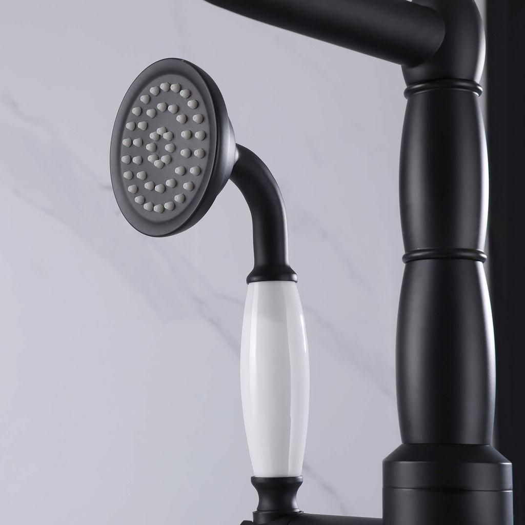 Classic Freestanding Tub Faucet with Hand Shower | 360° Swivel High-Flow Spout