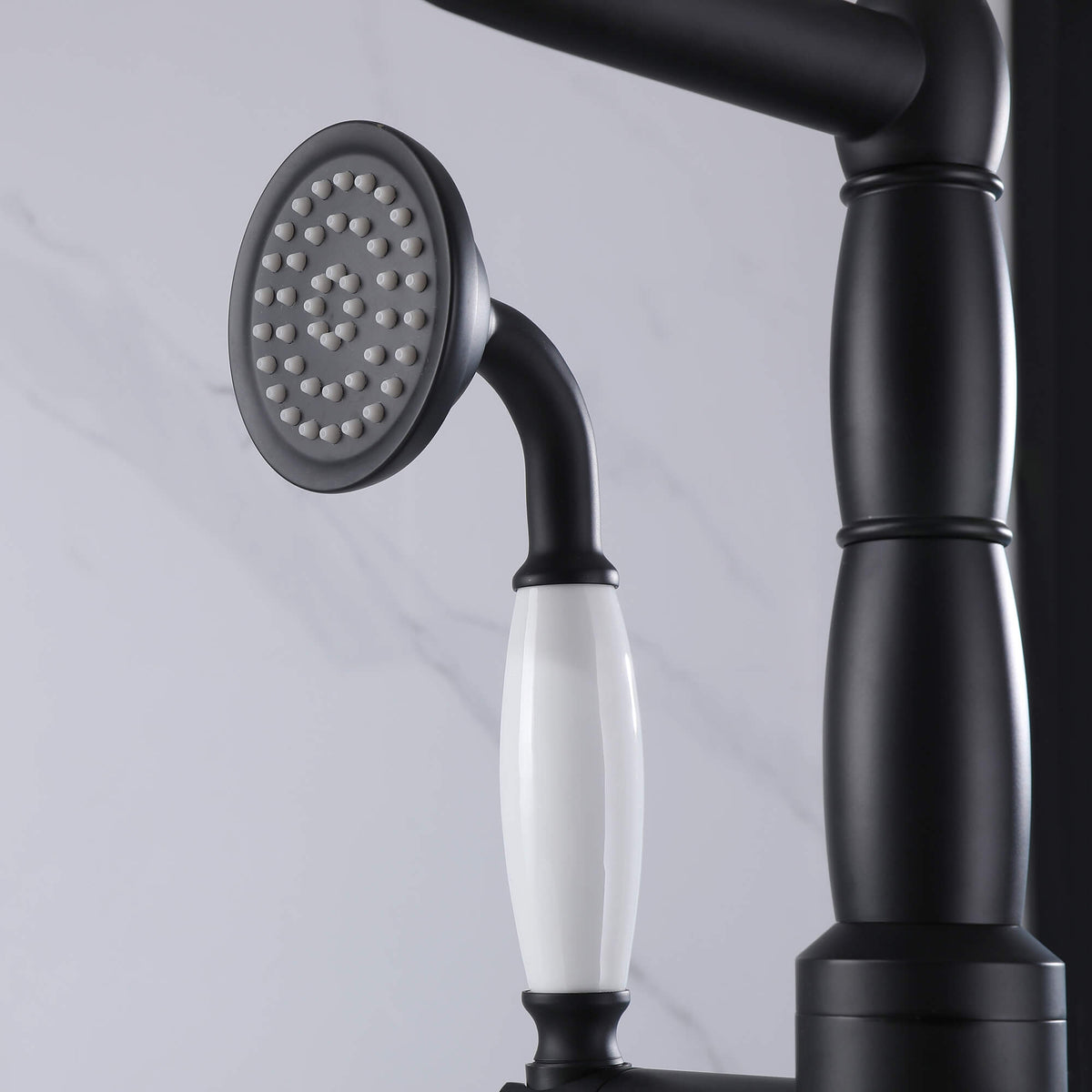 Classic Freestanding Tub Faucet with Hand Shower | 360° Swivel High-Flow Spout