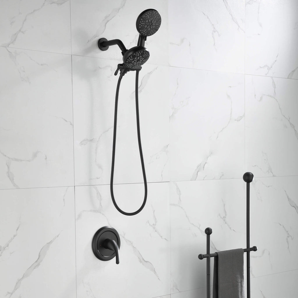 Dual-Head Shower System with 7-Function Rain Head and Handheld Spray Combo