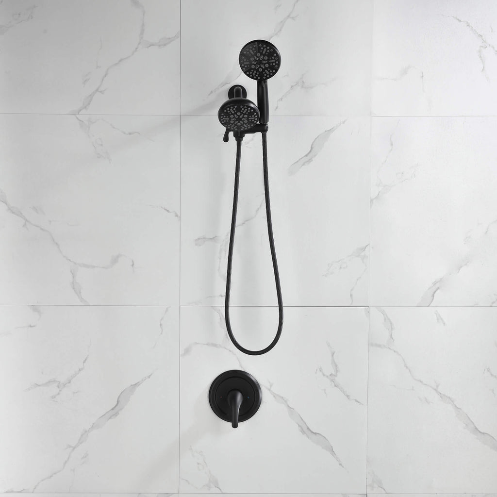 Dual-Head Shower System with 7-Function Rain Head and Handheld Spray Combo