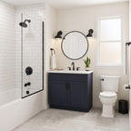 Modern Round Rain Shower System with 5-Function Spray and Integrated Tub Spout