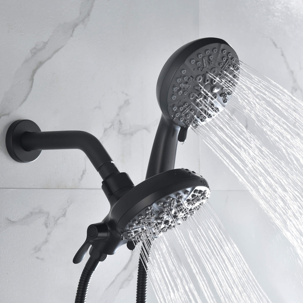 Dual-Head Shower System with 7-Function Rain Head and Handheld Spray Combo