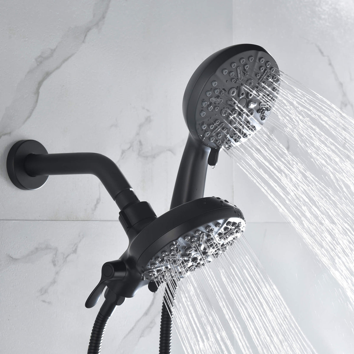 Dual-Head Shower System with 7-Function Rain Head and Handheld Spray Combo