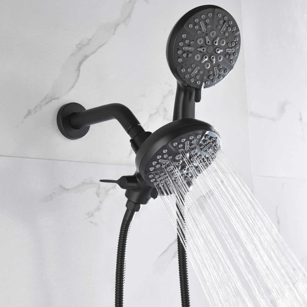 Dual-Head Shower System with 7-Function Rain Head and Handheld Spray Combo