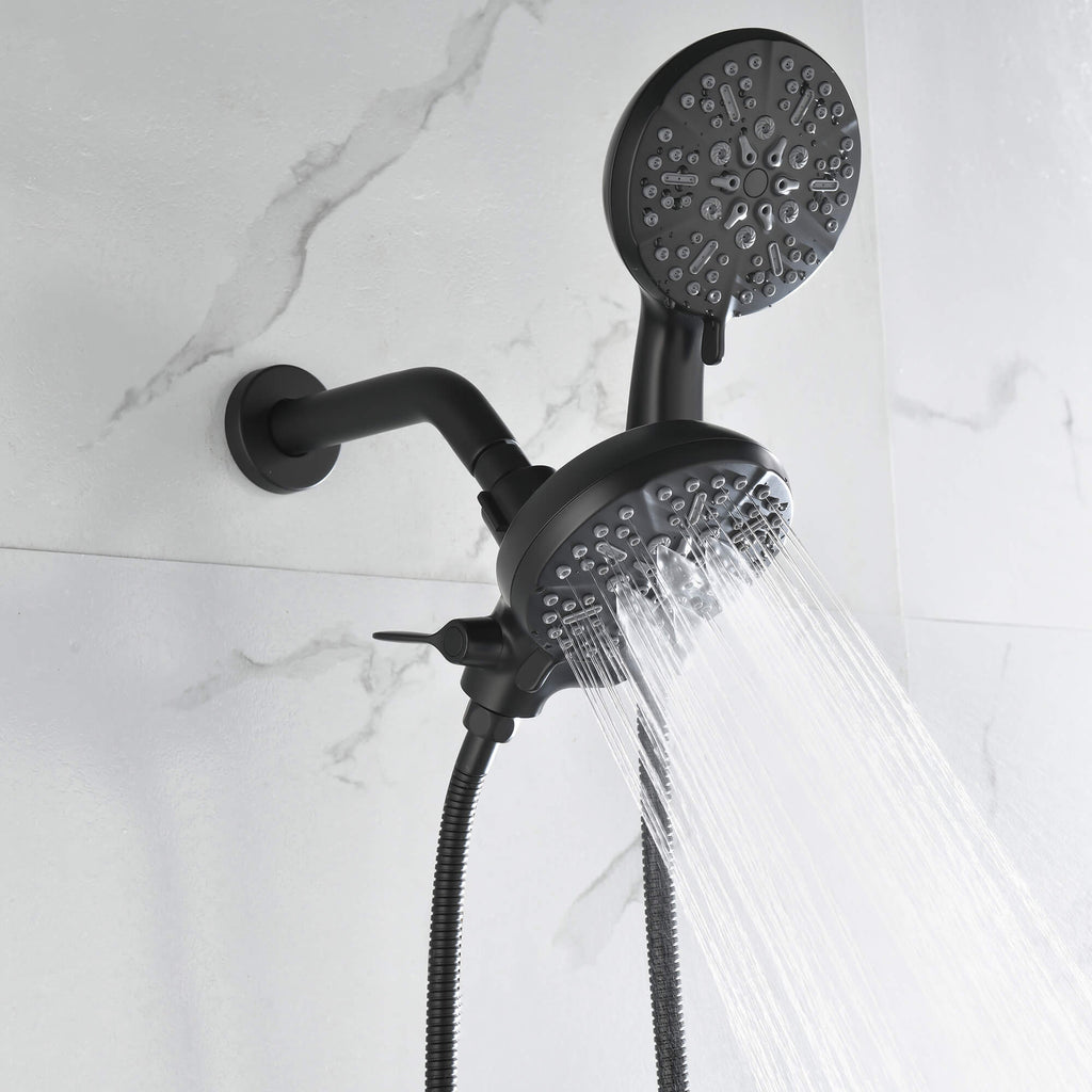 Dual-Head Shower System with 7-Function Rain Head and Handheld Spray Combo