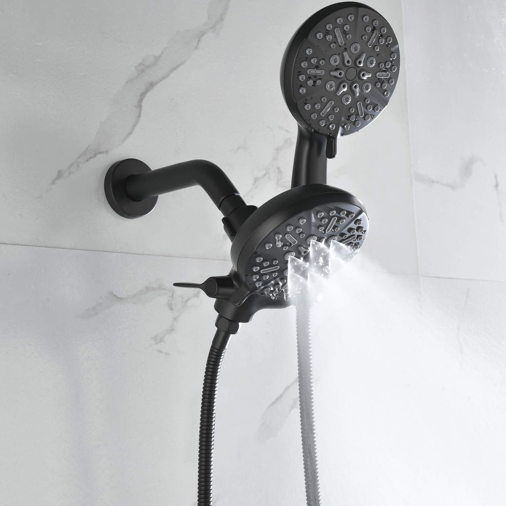 Dual-Head Shower System with 7-Function Rain Head and Handheld Spray Combo
