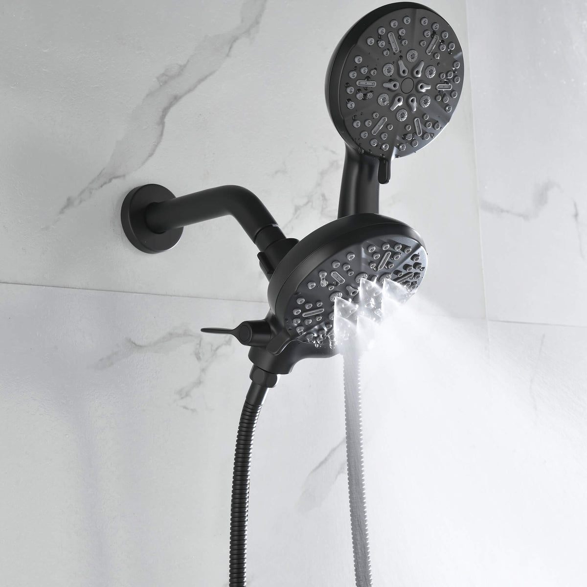 Dual-Head Shower System with 7-Function Rain Head and Handheld Spray Combo