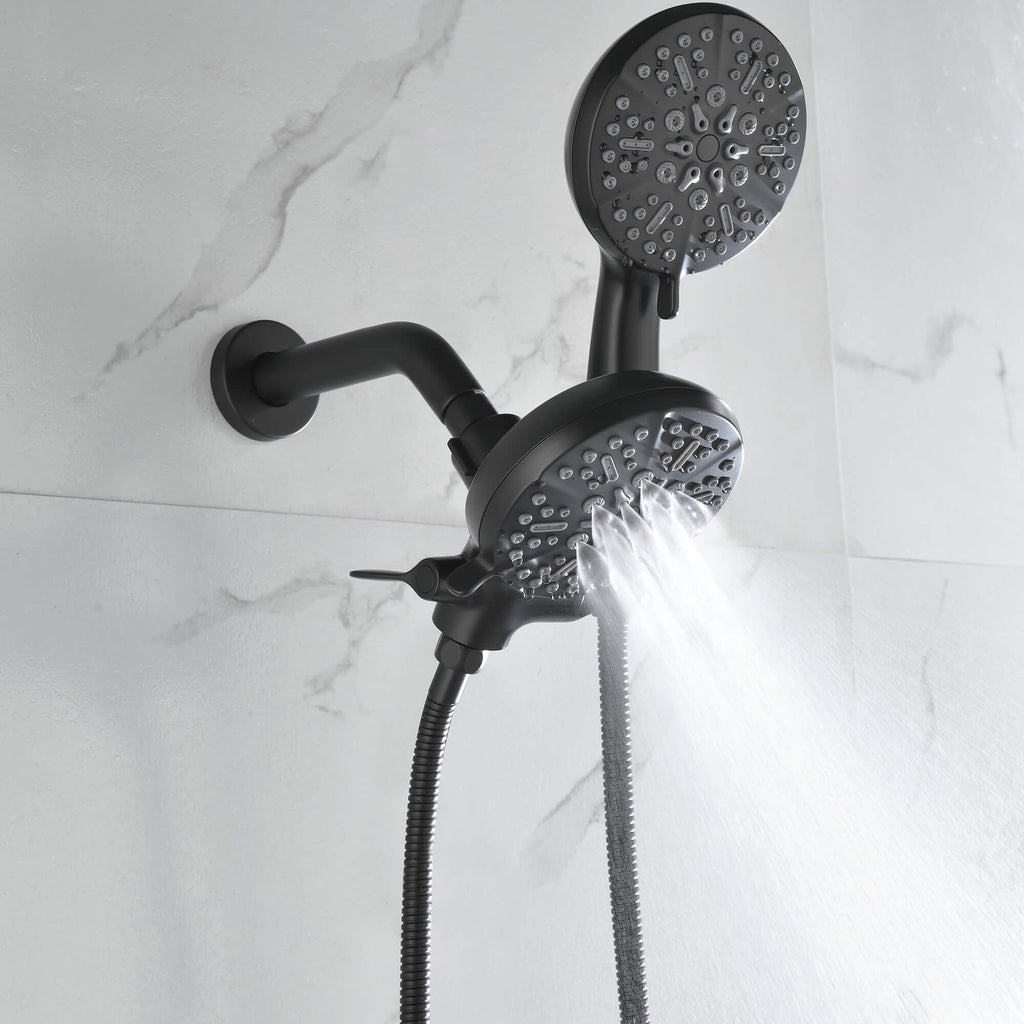 Dual-Head Shower System with 7-Function Rain Head and Handheld Spray Combo