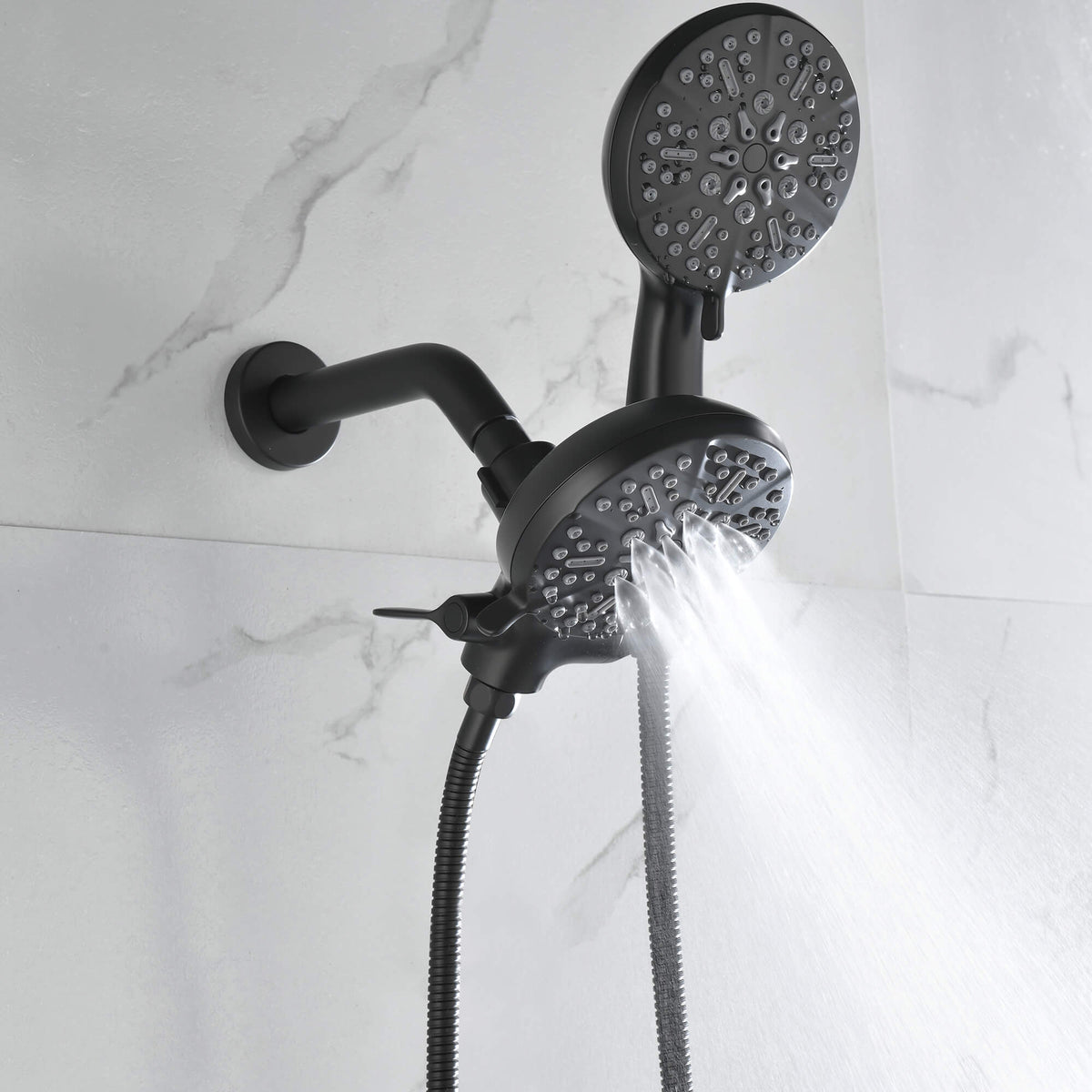 Dual-Head Shower System with 7-Function Rain Head and Handheld Spray Combo