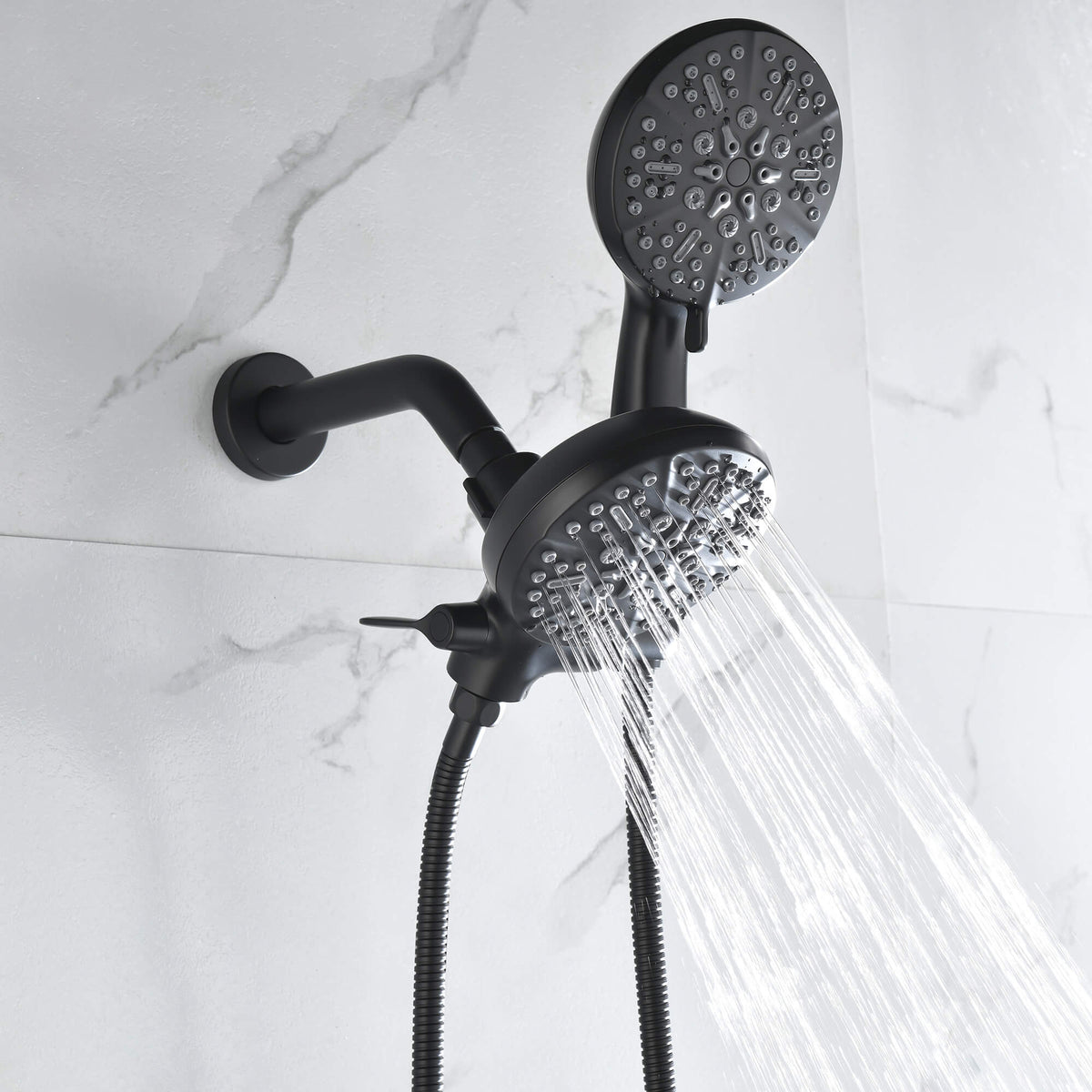 Dual-Head Shower System with 7-Function Rain Head and Handheld Spray Combo